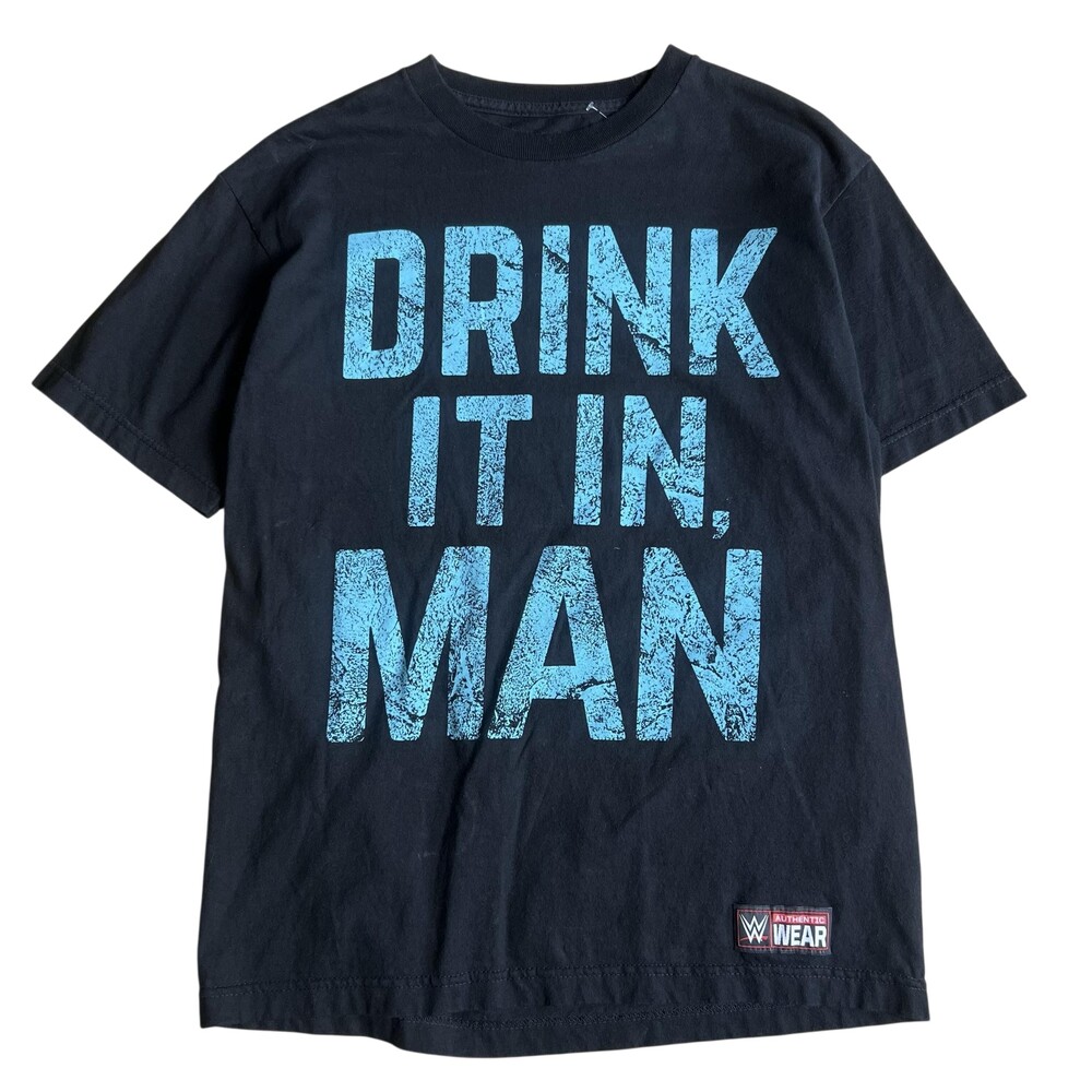 WWE Shirt Mens M Black Drink It In Man Jericho Graphic Crew Neck Cotton